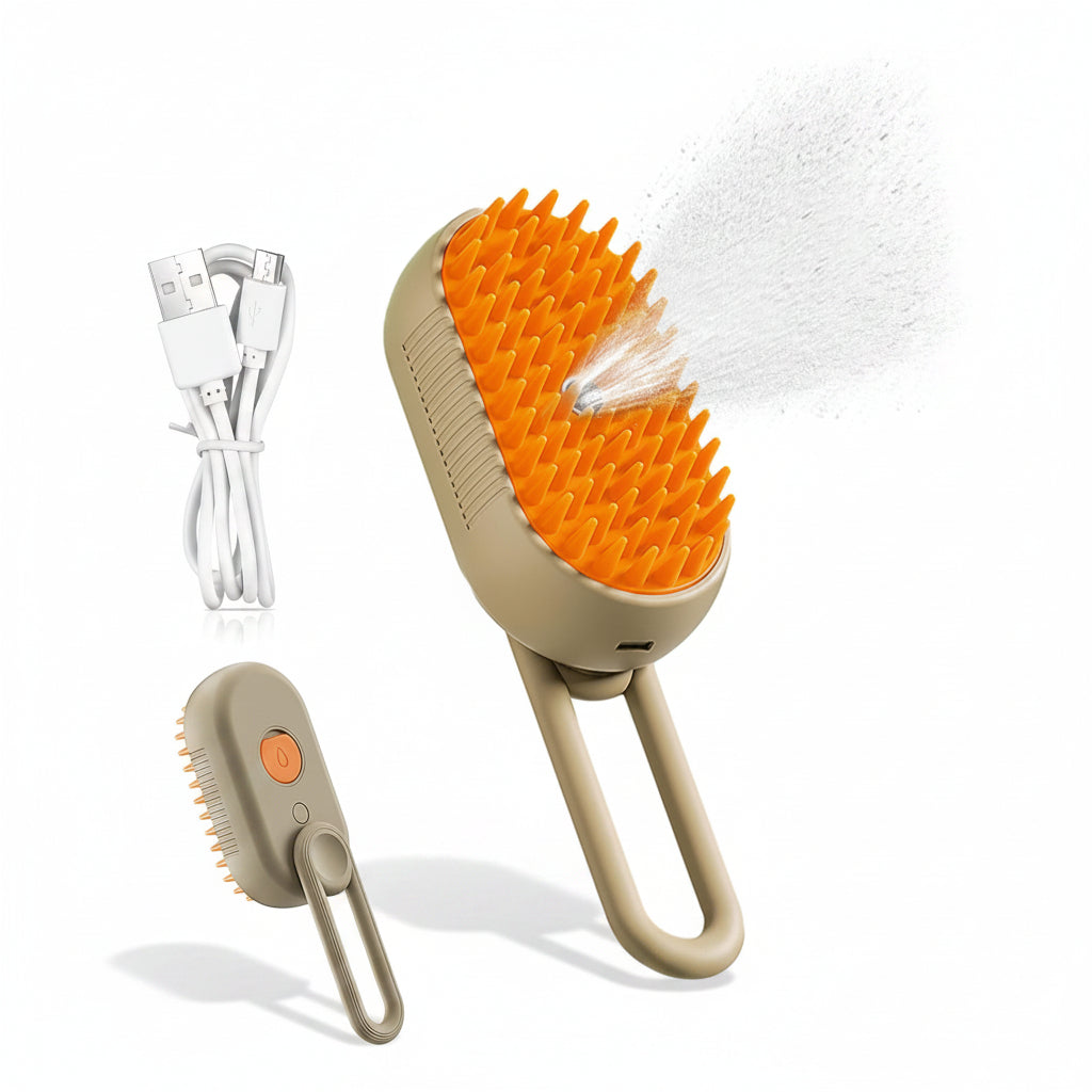Cepillo vapor de masaje para mascota 3 en 1